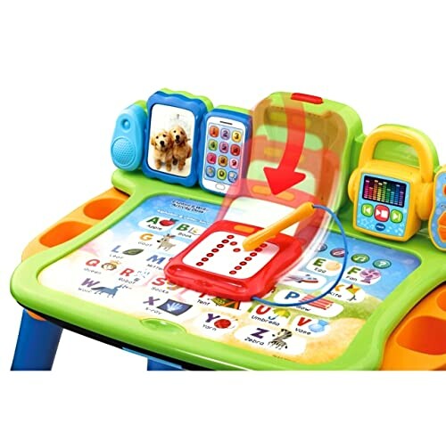 Interactive kids learning desk with educational features.