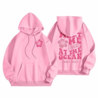 Pink Palm Puff Hoodie